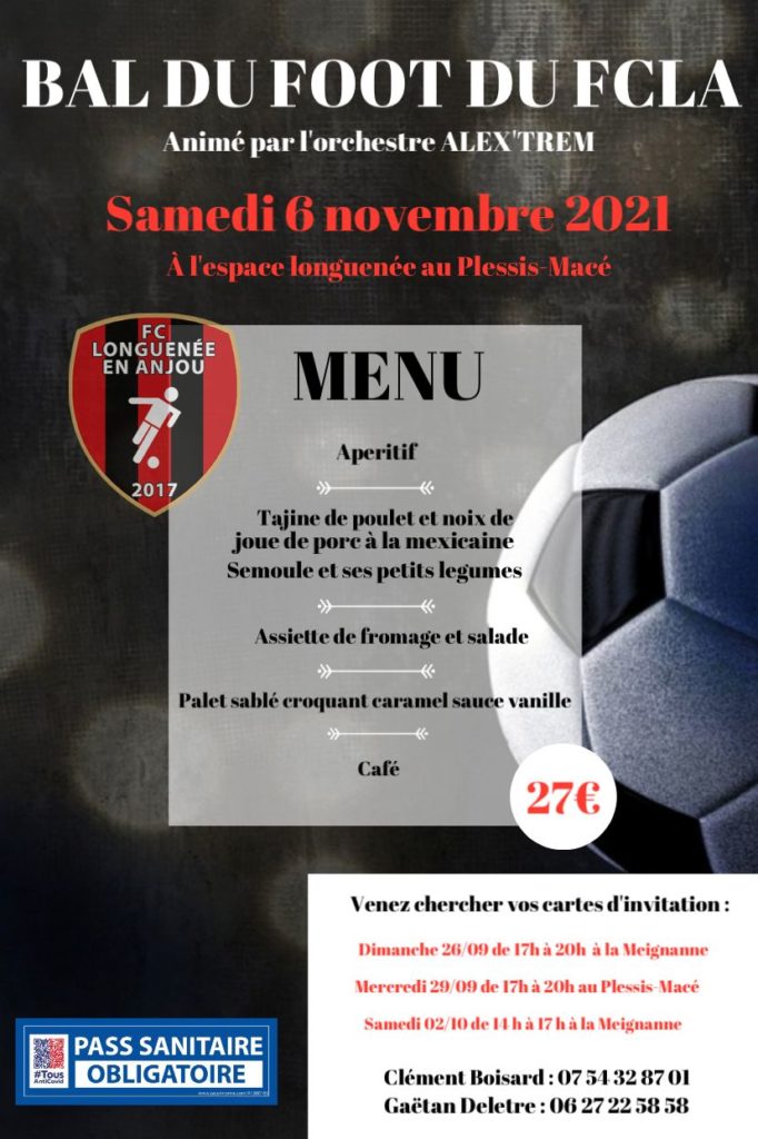 BAL du FCLA Samedi 6 Novembre à l’Espace Longuenée / Permanences pour retirer les cartes : cliquer ici